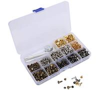 SIXRUN 360Pcs Brass Rivets Set, 3 Sizes Double Cap Leather Rivets with Tools for Jackets Belts Backpacks Leather Crafts Accessories