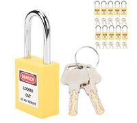 SIXRUN 38mm Lockout Lock Nylon PA Safety Padlock with Writable Label 6mm Shackle for Electrical Gas Power Loto Use 10 Pack Keyed Different 20 Keys (Yellow)