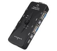 SIXRUN 4-Port USB 2.0 KVM Switch, VGA Monitor Hub | Bus-Powered Button Control, 4 LED Status Indicators, Supports SVGA Multi-Sync, Share Devices Across 4 Computers