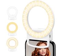 SIXRUN 54 LED Selfie Ring Light, 3 Colors Adjustable (white) | Clip-on Phone Fill Light, 400mAh Rechargeable, 9 Lighting Effects, Silicone Clamp, Makeup Video Conference