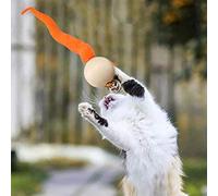 SIXRUN 5pcs Interactive Cat Toy Cat Bell Toy Wobbly Balls with Wool Wood and Bell for Cats Kittens Play (Assorted Color)