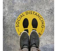 SIXRUN 5PCS Social Distancing Floor Stickers, Bright Colors, Easy to Apply, Removable for Public Areas Like Shops and Hospitals (Yellow)