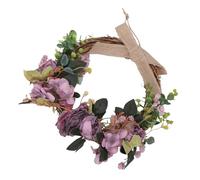 SIXRUN Artificial Hydrangea Peony Wreath Handmade Silk Flower Front Door Spring Decor 35 X 38cm Realistic Floral Design Easy Maintenance for Home Wedding Party (Small Purple)
