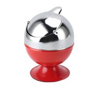 SIXRUN Ashtray Windproof Metal Retro Self Decorative Standing Ashtray with Lid for Coffee Shop Family Restaurant Standing Ashtray (Red)