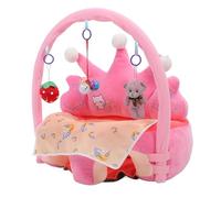 SIXRUN Baby Support, Soft Crown Shaped Keep Sitting Posture, Comfortable Learning to Sit Chair, Plush with Activity Toys Drool Bib (Roseate)