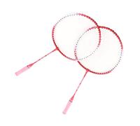 SIXRUN Badminton Racket Set, Lightweight Iron Alloy with Elastic Middle Rod and TShaped Support for Beginners Kids Indoor Outdoor Sports (Red)