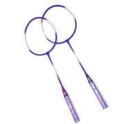 SIXRUN Badminton Racket Set, Lightweight Iron Alloy with Elastic Middle Rod and TShaped Support for Beginners Kids Indoor Outdoor Sports (Purple)
