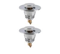 SIXRUN Bathroom Sink Stopper Pop Up Drain, 2-Pack 2.4x1.6in ABS Brass | Durable Anti-rust Material, Thickened Weighted Design, Porous Fast Drainage, Detachable Basket, Fits Port over 3.2cm