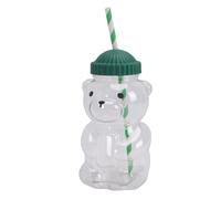 SIXRUN Bear Cup, Cute 3D Bear Appearance Transparent Drinking Cup with Straw and Lid, 450mL PET Reusable for Coffee Tea Milk Juice