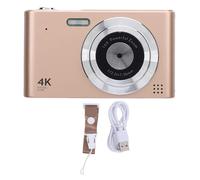 SIXRUN Compact Travel Camera Digital Camera, 48MP 4K Video, 16x Zoom, AF Auto Focus, Anti Shake, Face Detection for Kids Students (Gold)