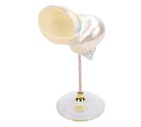 SIXRUN Conch Shell Wine Glass, Handmade Polished Seashell Unique Artwork Cup, Creative Drinking Goblet for Wedding Party Bar, Ideal for Cold Drinks (White)