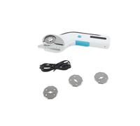 SIXRUN Cordless Electric Scissors, Rechargeable Battery Powered Cutter with Soft Grip Handle and Tungsten Steel Blades for Crafts and Projects (White)