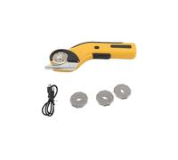 SIXRUN Cordless Electric Scissors, Rechargeable Battery Powered Cutter with Soft Grip Handle and Tungsten Steel Blades for Crafts and Projects (Yellow)