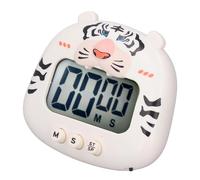 SIXRUN Digital Kitchen Timer, ABS Digital Timer with Countup Countdown, Cartoon Animal Design, Sound and Flash Alert, Easy Button Operation, Stand for Cooking Teaching Desk Use (White Tiger)