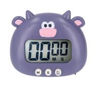 SIXRUN Digital Kitchen Timer, ABS Digital Timer with Countup Countdown, Cartoon Animal Design, Sound and Flash Alert, Easy Button Operation, Stand for Cooking Teaching Desk Use (Purple Cow)