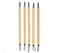 SIXRUN Dip Pen, Natural Bamboo Drawing Painting Kit with 5 Nibs for Calligraphy Writing Gift Box School Supplies Vintage Manga Cartoon Artist (Round Nib Set)