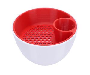 SIXRUN Dual Chamber Pistachio Bowl, Snack Organizer with Shell Container for Nuts, 3D Printed Nut Bowl Enhancing Snack Experience (White Red)