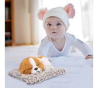 SIXRUN Electronic Plush Puppy, Adorable Design, Versatile, Educational Toy, Sleeping Dog Doll for Home Decoration, Premium Plush Material, Keep Drying with Built-in Bamboo Charcoal (Yellow bamboo