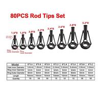 SIXRUN Fishing Rod Tips, Stainless Steel Frame with Ceramic Guide Rings, 30 Replacement Kit for Quick Fishing Repair for Anglers (80pcs set)