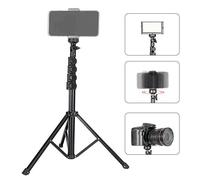 SIXRUN FL019 Adjustable Mobile Phone Tripod Black Aluminum Alloy 360 Degree Rotation 5 Sections 157 Centimeter Height for Photography and Live Streaming