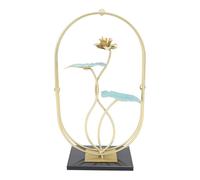 SIXRUN Hand Colored Iron Ornament, Metal Craft Decoration with Crystal Base Modern Light Luxury Design Nordic Style Versatile Home Decor (Flower)