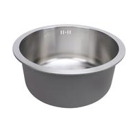 SIXRUN Kitchen Sink 304 Stainless Steel Round Bar Sink 42 Cm Single Bowl Undermount with Anti Overflow 16.5 in X 7.1 in for Kitchen Bar Washroom Vegetable Fruit Dish Washing (Brushed)