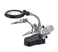 SIXRUN Magnifying Glass LED Lighted Desk Lamp with Clips, Stand, Flexible Gooseneck for Reading Craft Hobby Close Work Craft Sewing, Useful Combination, Auxiliary Clamp for Visual Fields