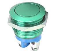 SIXRUN Metal Button Switch Stainless Steel Push Switch 16mm Round Head Self Reset Normally Open for Control Panels Equipment Power Start Use (Green)