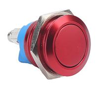 SIXRUN Metal Button Switch Stainless Steel Push Switch 16mm Round Head Self Reset Normally Open for Control Panels Equipment Power Start Use (Red)