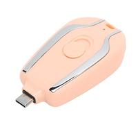 SIXRUN Mini Powerbank Keychain 1500mAh Charging Cable with LED Charge Indicator and Foldable Plug for On-the-Go (Pink)