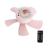 SIXRUN Mini USB Plug Ceiling Fan ABS Portable Ceiling Fan 4 Speeds Remote Control Timer 5 Blades Hanging for Camping Tent Bedroom Travel Power Outage (Pink)