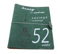 SIXRUN Money Saving Challenge Planner,Premium Leather 52 Week Money Saving Challenge Book Planner, High Transparent PP Film Envelopes for Couples Families (Green)