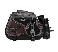 SIXRUN Motorcycle Saddlebags PU Leather Side Bags 30L with Cup Holder Shape Retaining Seat Mount for Touring Commuting Riders for Shadow Rebel Vulcan