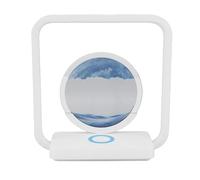 SIXRUN Moving Sand Art Decor Lamp, Metal and Glass Sand Liquid Motion Lamp with 15W Wireless Charging, Touch Stepless Dimming, USB Powered Desk Light for Bedroom Office Study (Blue)