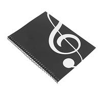 SIXRUN Music Notes Paper Notebook, Paper Manuscript Writing Book with 50 Pages, Coating Free Double Sided Use, for Composers Students Teachers Piano Violin Lessons (Black musical note pattern)