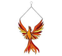 SIXRUN Phoenix Suncatcher, Stained Glass Window Hanging Ornament with Colorful Feathers and Copper Foil Welding, for Home Decor Gift Anniversary Birthday Christmas (Photo Color)