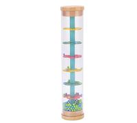 SIXRUN Rain Stick Toy, Solid Wood and Plastic Rainmaker Rattle, 8.3 Inch Mini Shaking Tube with Rain Sound Color Beads Fine Motor Play for Babies Toddlers Kids