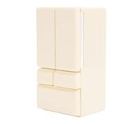 SIXRUN Realistic Dollhouse, Miniature Fridge Model, Double Door Refrigerator Toy, Small and Exquisite Dollhouse Kitchen Scene Accessory for Imaginative Play, Plastic Material (Beige)