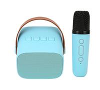 SIXRUN Retro Bluetooth Karaoke Speaker Mic Set, 57mm Driver (Blue) | 6W HD Stereo Sound, 6 Voice Effects, 2000mAh Battery, Portable Party Machine for Home