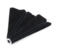 SIXRUN Shifter Lever Dust Cover, Suede Shift Gaiter Gear Knob Boot Cover with Black Stitching, Universal Cut to Fit, Easy Installation, for Daily Driving Interior Refresh (C (Blue line))