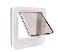 SIXRUN Smart Cat Door Pet Door Automatic Microchip Cat Flap with 2-Way Entry and Collar Activated for Interior Exterior Doors Weatherproof