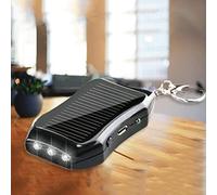 SIXRUN Solar Keychain Power Bank, 1200mAh Mini Portable (White) | 3 LED Emergency Flashlight, 7x4.2x1.6cm ABS Body, USB Output for Camping Hiking Travel