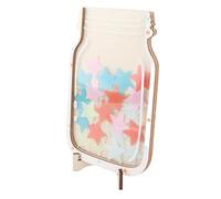 SIXRUN Star Reward Jar for Kids, Wooden Star Jar with 25 Colored Acrylic & Stand, Positive Behavior Encouragement System for Toddlers Classroom Home