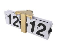 SIXRUN Stylish Flip Clock Mechanical Flip Desk Clock for Living Room Study Office PVC Black 12H (Gold)