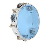 SIXRUN Tambourine 8in Double Row Jingle Bells, ABS Handheld Drum with Thickened Drum Cavity, Adjustable Tone, Large Playing Surface for Beginners Music Class Band Practice (Blue)