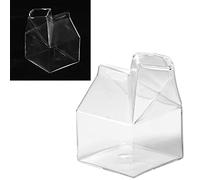 SIXRUN Transparent Glass Milk Carton Cup 250ml Mini House Shape Glass Coffee Tea Cup for Daily Breakfast Kitchen with Flat Base Stable Pourer Container