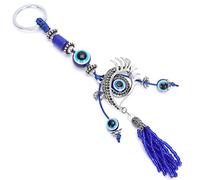 SIXRUN Turkish Eye Keychain, Unique Shape Key Ring for Positive Energy Good Luck with Decorative Effect for Car House Office Gift Souvenir