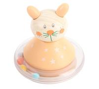 SIXRUN Wooden Baby Rattle Cute Cartoon Cat Shake Toy with Clear Sound, Educational Infant Grab and Shake Rattle for Toddlers