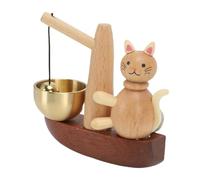 SIXRUN Wooden Cat Doorbell, Feature Rich Hanging Brass Bell for Home Garden Store, Crafted From Beech Wood to Add Whimsical Charm with Modern Elegance