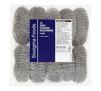 Sixsigma Foods 10 Zinc Coated Scourers Large - Heavy Duty, Rust-Resistant & Durable Metal Scrubbers for Pots & Household Cleaning - Powerful, Reusable & Long-Lasting Cleaning Solution (Case of 1)